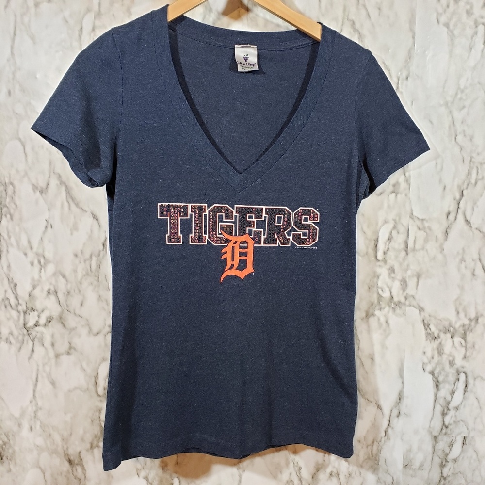 Soft as a grape Detriot Tigers sequin baseball‎ tee